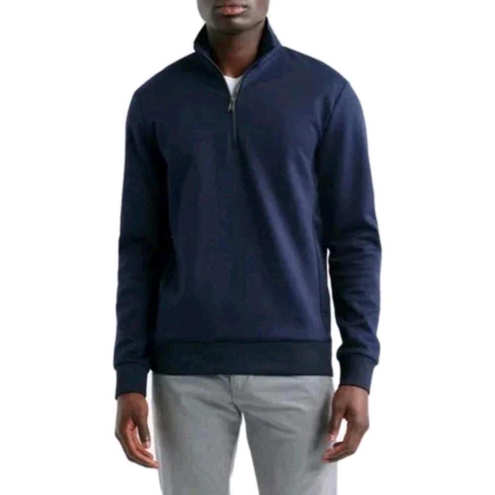 Hugo Boss Men's Quarter Zip Pullover Jacket Dark Blue Size Small NEW! $198